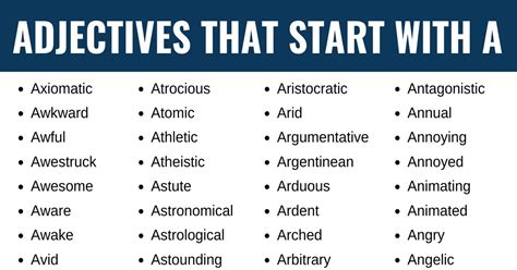 Adjectives that Start with A: List of 195 Adjectives Starting with A in ...