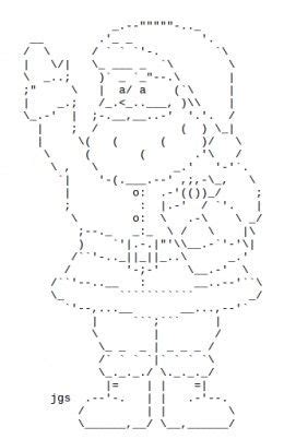 Santa Claus in ASCII Text Art | Text art, Ascii art, Santa claus