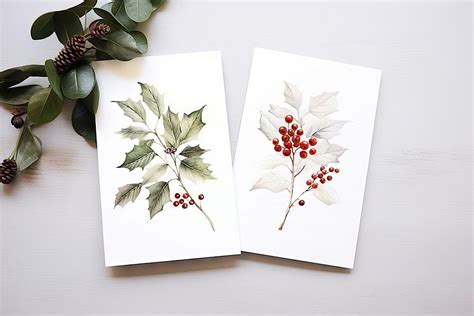 Christmas holly greeting cards christmas | Free Photo - rawpixel