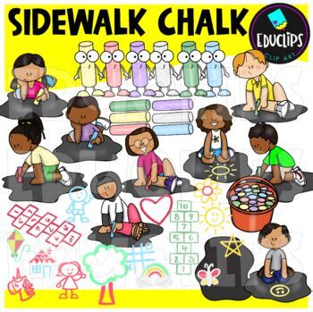 Sidewalk Chalk Clip Art Set {Educlips clipart} by Educlips | TpT