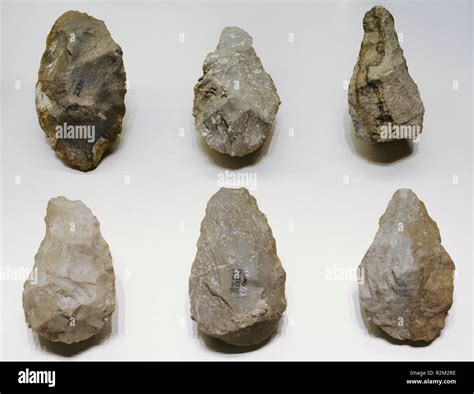 Hand axes. Flint. Acheulean. Paleolithic. Torralba (province of Soria ...