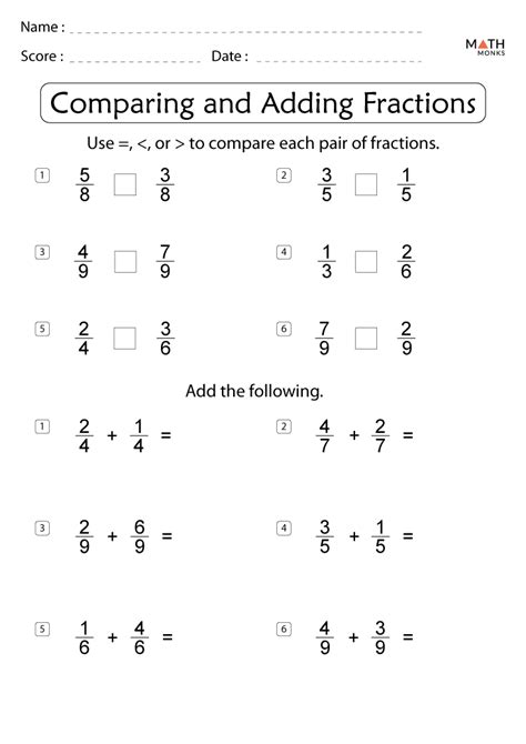 4th Grade Fractions Worksheets - Math Monks