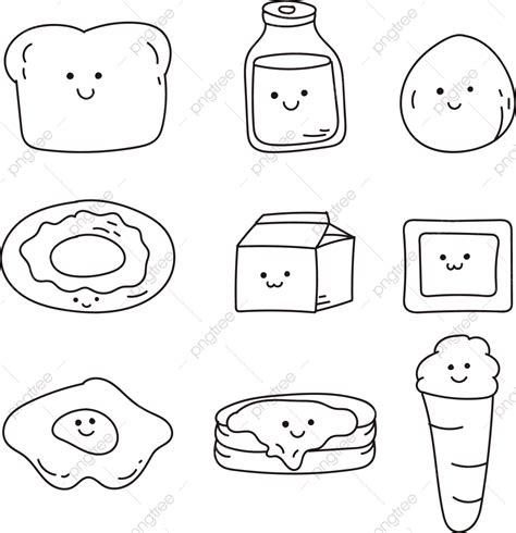 Doodle Food Set Line Art Vector, Food Drawing, Doodle Drawing, Doodle ...