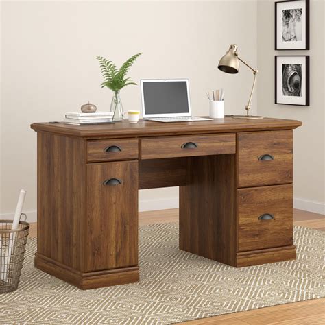 (Set of 2) Better Homes and Gardens Computer Desk, Brown Oak - Walmart.com