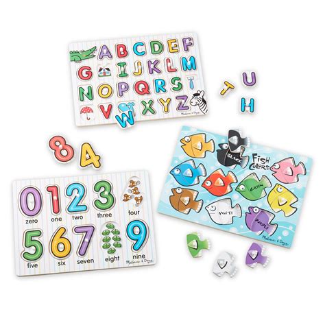 Buy Melissa & Doug Classic Wooden Peg Puzzles (Set of 3) - Numbers ...