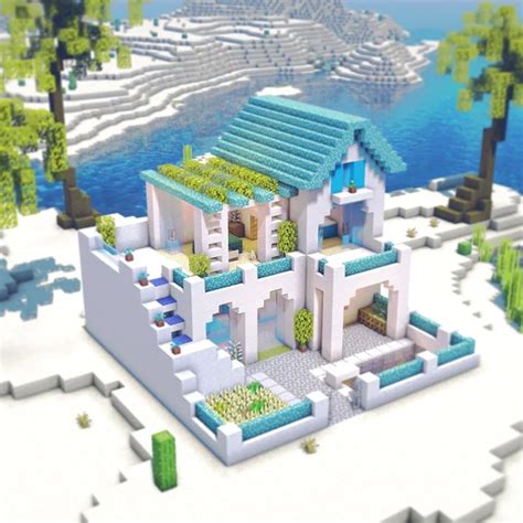 A Beach House with a Small Garden and Swimming Pool : Minecraftbuilds ...