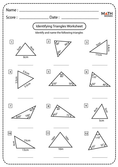 Identifying Triangles Worksheet - Printable Word Searches