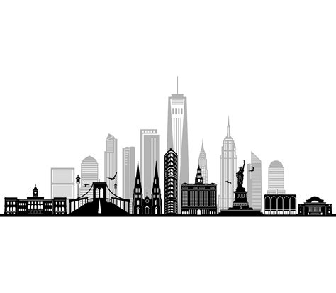 Drawing & Illustration Digital New York City Skyline Outline Silhouette ...