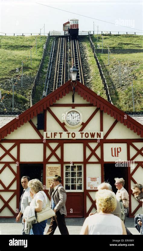 View of the Saltburn Cliff Lift. 8th August 1989 Stock Photo - Alamy