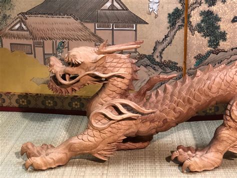 Japanese Keyaki Wood Carving Of Dragon – Kuraya