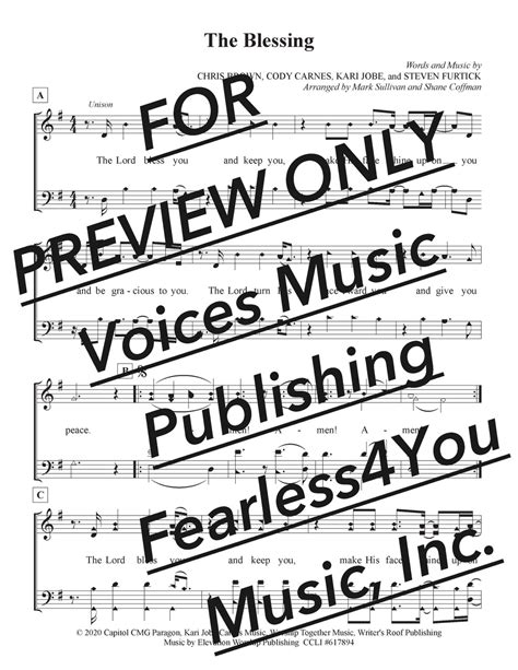 The Blessing (Sheet Music) - fearless4You.com