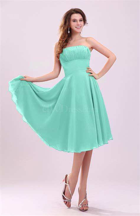 Seafoam Green Simple A-line Sleeveless Backless Pleated Wedding Guest ...