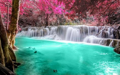 Download hd wallpapers of 240881-waterfall, Forest, Colorful, Nature ...