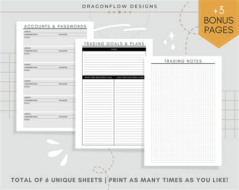 Trading Journal Printable Template Trader's Logbook PDF Download Trade ...