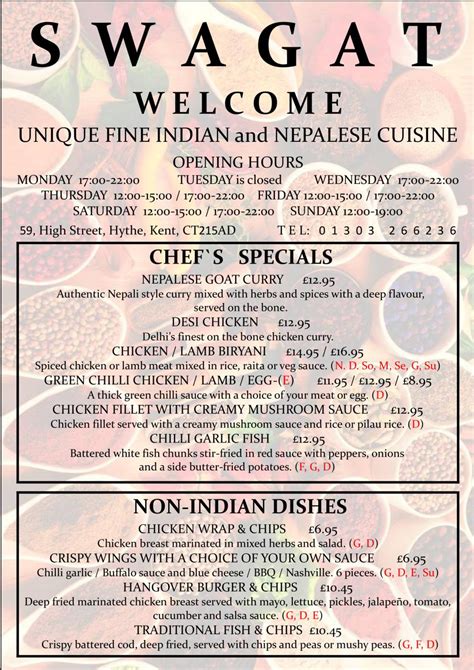 Menu – Swagat Indian Restaurant