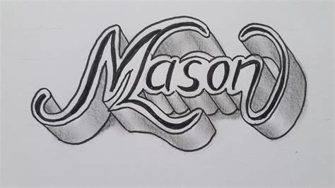 3d Drawing Calligraphy Name Mason / How To Draw For Beginners / Writing ...