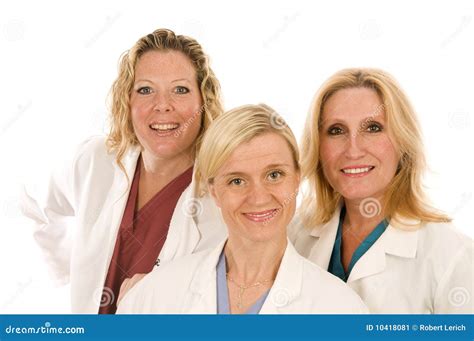 Three Doctors Or Nurses In Medical Lab Coats Stock Image - Image: 10418081