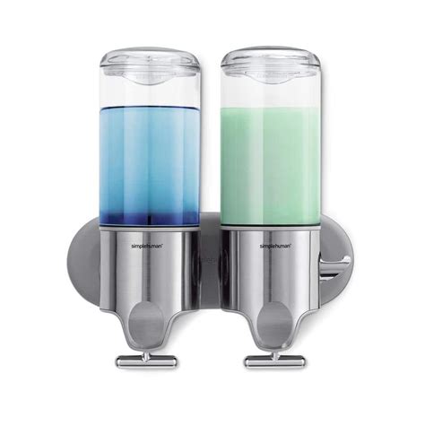 simplehuman Double Wall-Mount Shampoo and Soap Dispenser, Brushed ...