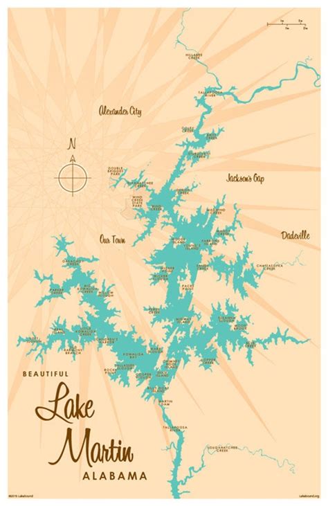 Lake Martin AL Map Print