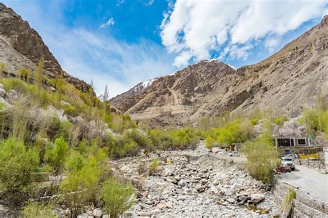 Premium Photo | A panoramic view of the turtuk valley and the shyok river