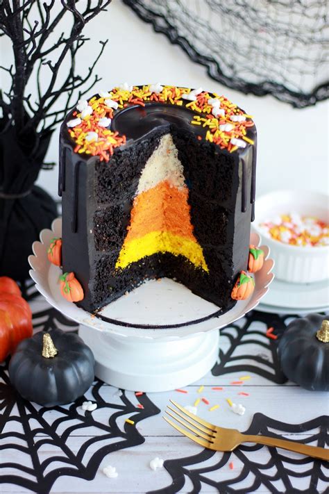 Halloween Candy Corn Cake - Baking with Blondie