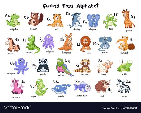 Cartoon animals alphabet Royalty Free Vector Image