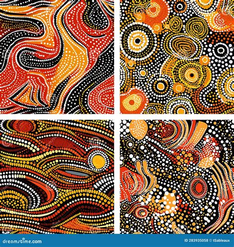 Set of Traditional Australian Aboriginal Pattern Stock Illustration ...