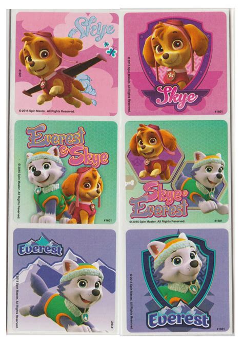 25 Paw Patrol Girl Pups Skye and Everest Stickers, 2.5 X 2.5 - Etsy UK