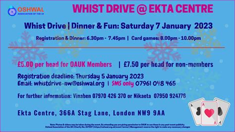 Whist Drive at Ekta Centre | Oshwal Association of the U.K.