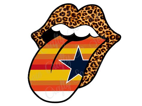 Houston Astros Tongue Leopard Cheetah Lips PNG 4 Digital | Etsy