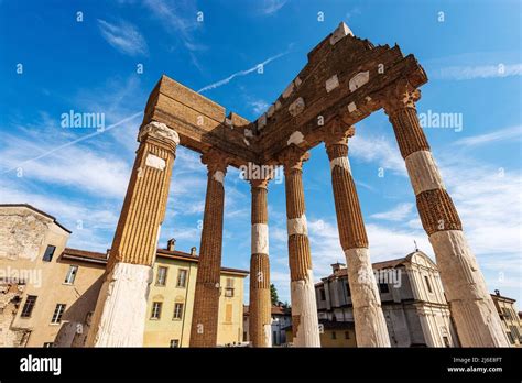 Ancient ruins of the Capitolium Roman Temple (Tempio Capitolino) in ...