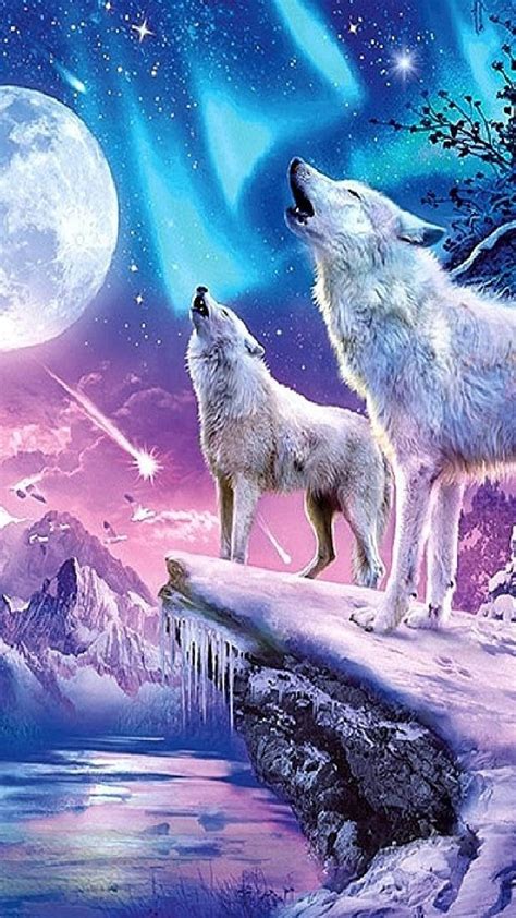 Howling wolves, moon, HD phone wallpaper | Peakpx