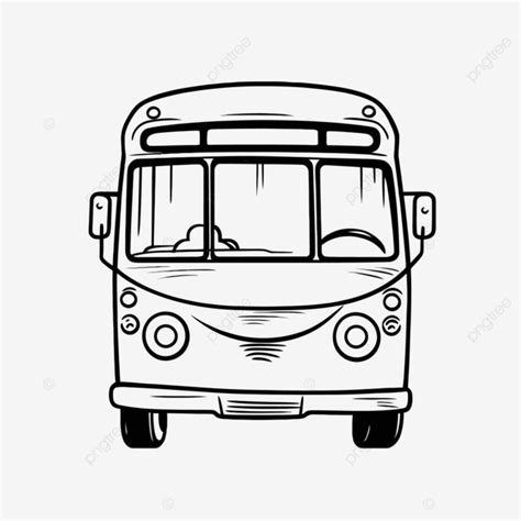 Silhouette Of A Black And White Bus Drawing Outline Sketch Vector, Bus ...