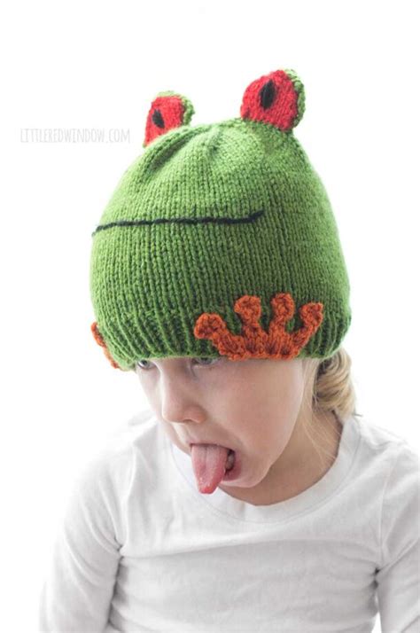 Red Eyed Tree Frog Hat Knitting Pattern - Little Red Window