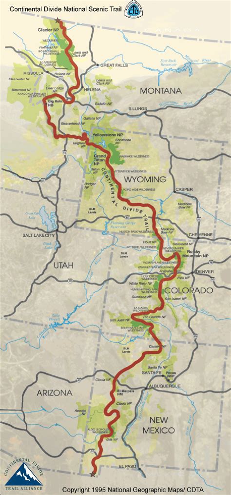 The Continental Divide Trail map [673x1440] : CampingandHiking