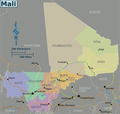 Mali Regions Map - MapSof.net