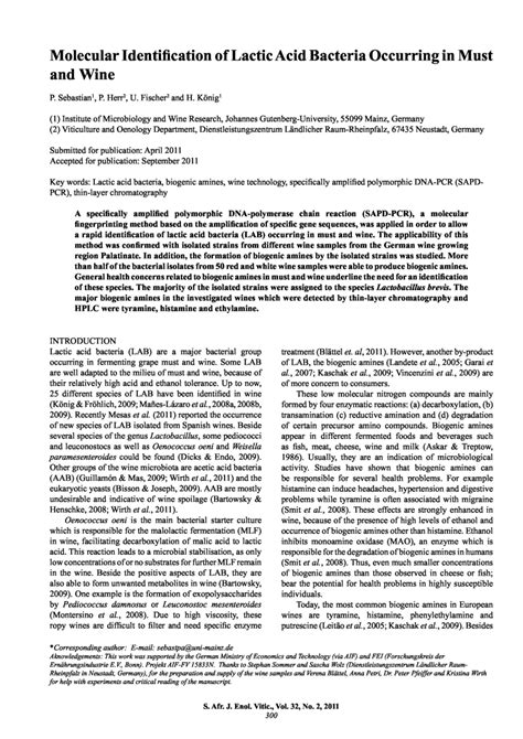 (PDF) Molecular Identification of Lactic Acid Bacteria Occurring in ...