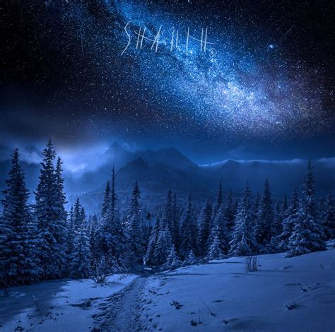 Milky way and Mountains in winter - Milky way and Tatras Mountains in ...