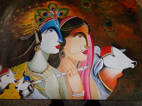 20 Modern Art Paintings Of Radha Krishna | Modern art paintings, Indian ...