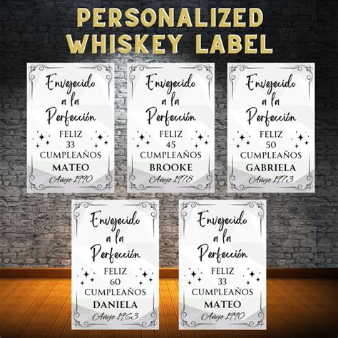 Printable Whiskey Bottle Label Sizes 50ML & 700ML, Spanish Birthday ...