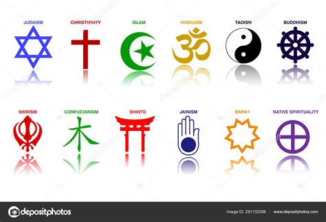 World religion symbols colored signs of major religious groups and ...