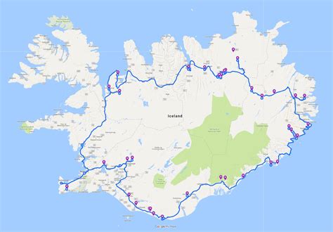 Iceland Ring Road Trip Map