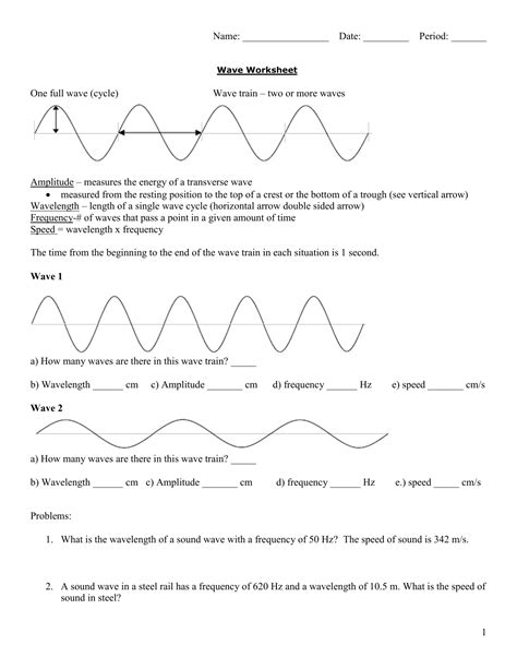 Waves Physics Worksheets