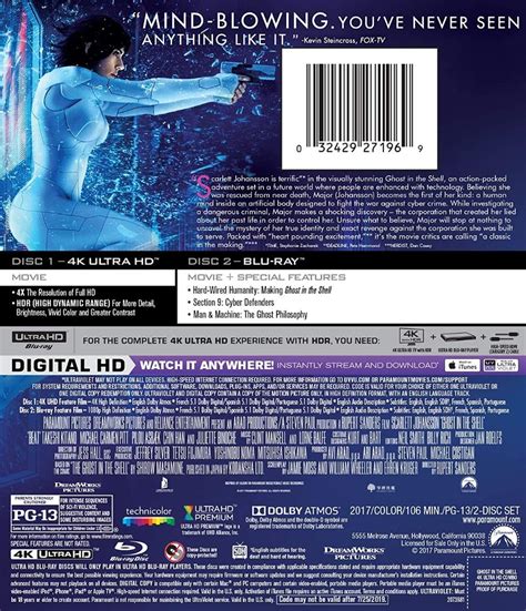 Ghost in the Shell (4K UHD + Blu-ray + Digital) Ultra HD, Hobbies ...