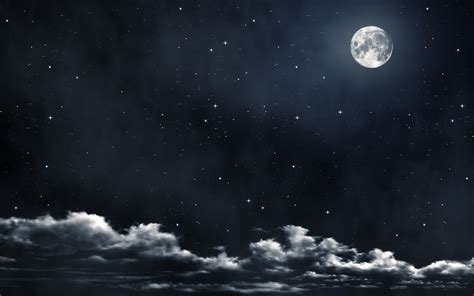 Night Sky Stars And Moon Wallpaper