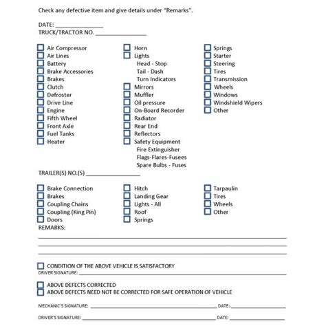 Free Printable Commercial Vehicle Inspection Forms - Infoupdate.org