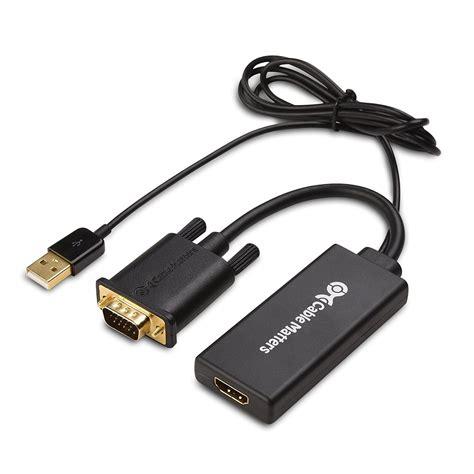 Cable Matters VGA to HDMI Converter (VGA to HDMI Adapter) with Audio ...