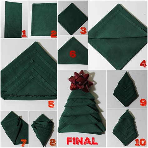 How to Fold Napkins into Christmas Trees - ThirtySomethingSuperMom