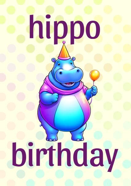 Cute party hippo Happy Birthday Card - hippo birthday | thortful