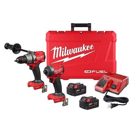 Milwaukee Tool Combo Kit, Hammer Drill, Impact Driver 3696-22 | Zoro